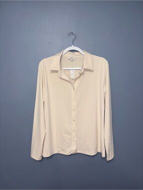 Loft | Cream Button Down Blouse NWT | Size Large